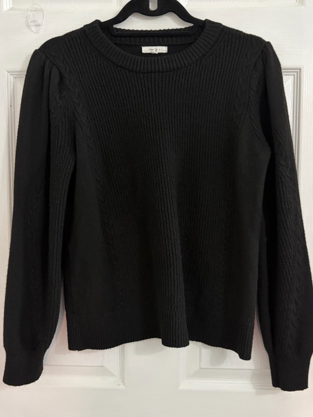 Maurices Black Cable-Panel Crewneck Sweater size medium $10